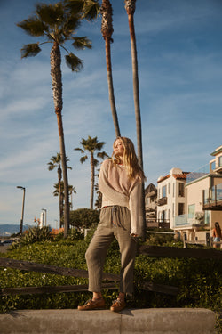 Sundry Crew Neck Sweater in Tan