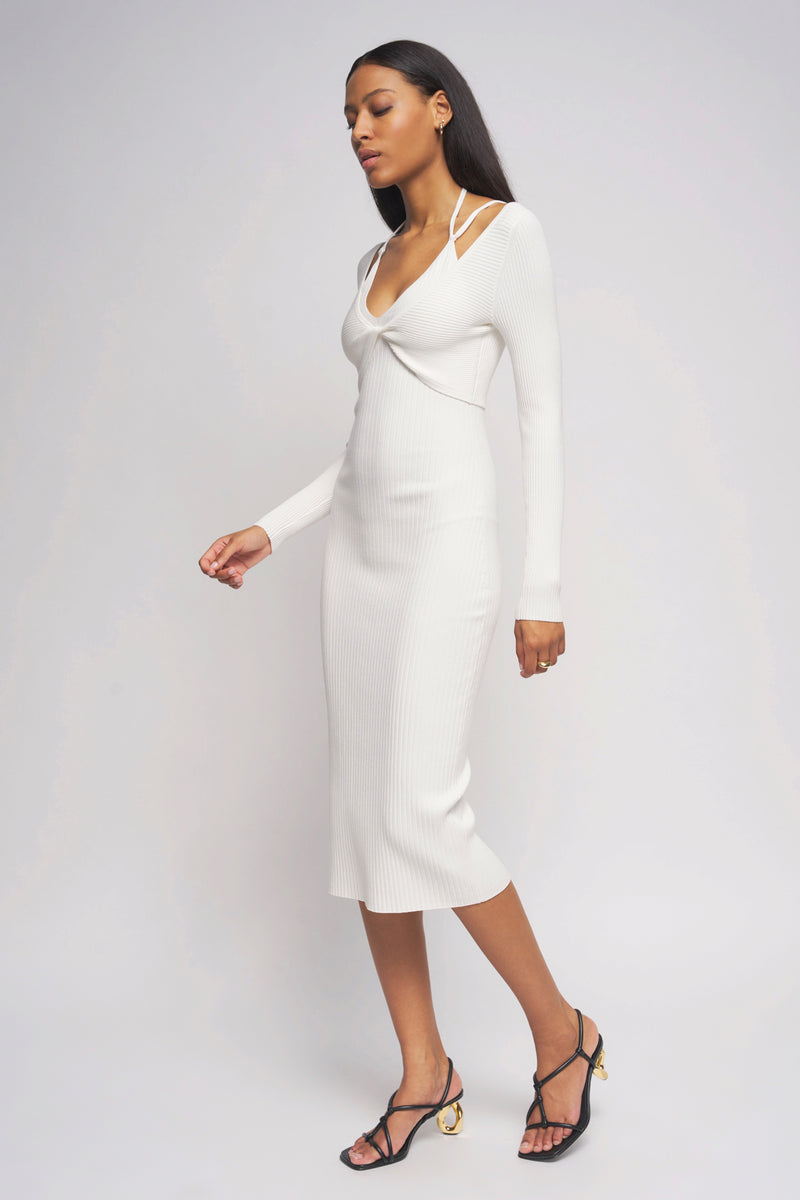 Bailey 44 Connie Sweater Dress in Oatmilk - 3/4 left side