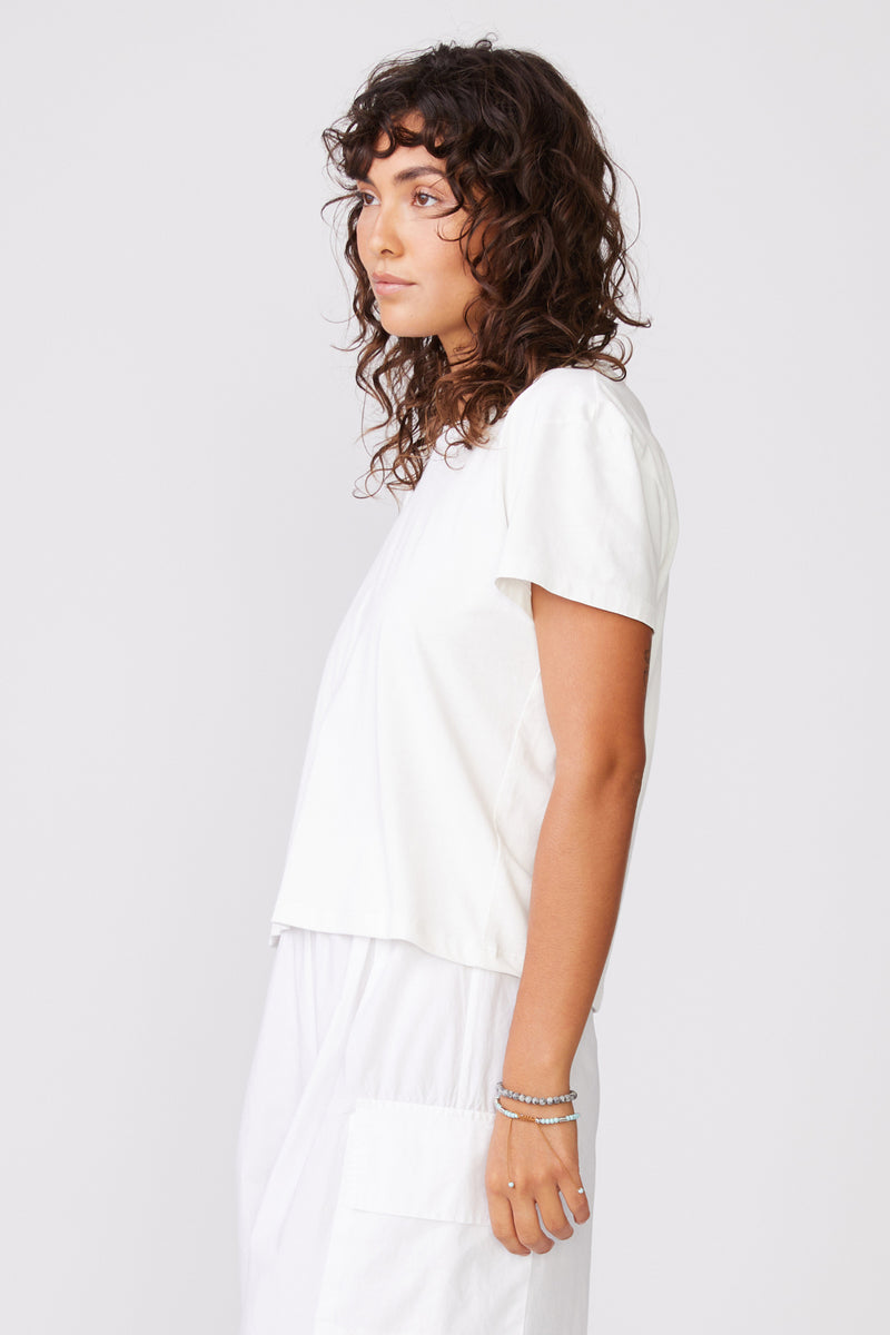 Stateside Cloud Jersey Short Sleeve Crew in White-side view