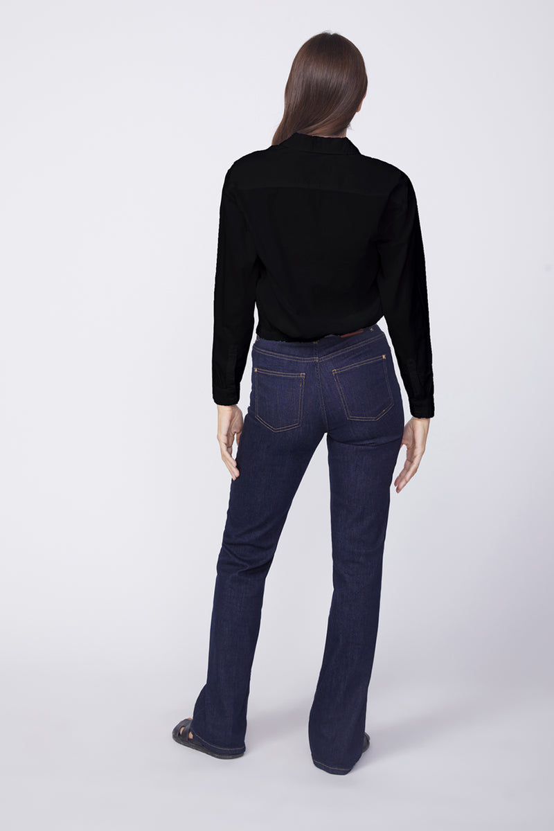 Stateside Voile Elastic Back Cropped Shirt in Black