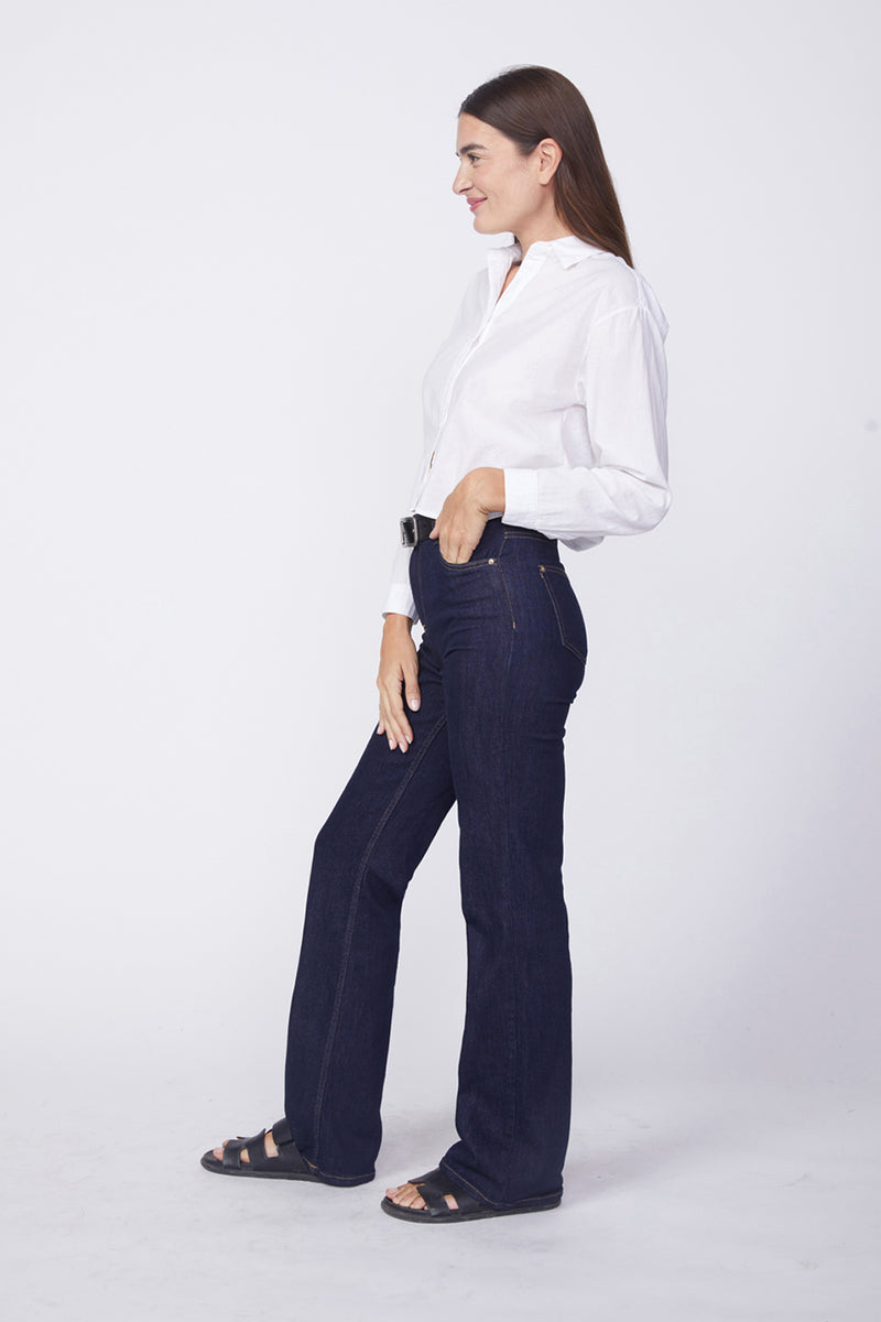 Stateside Voile Elastic Back Cropped Shirt in White