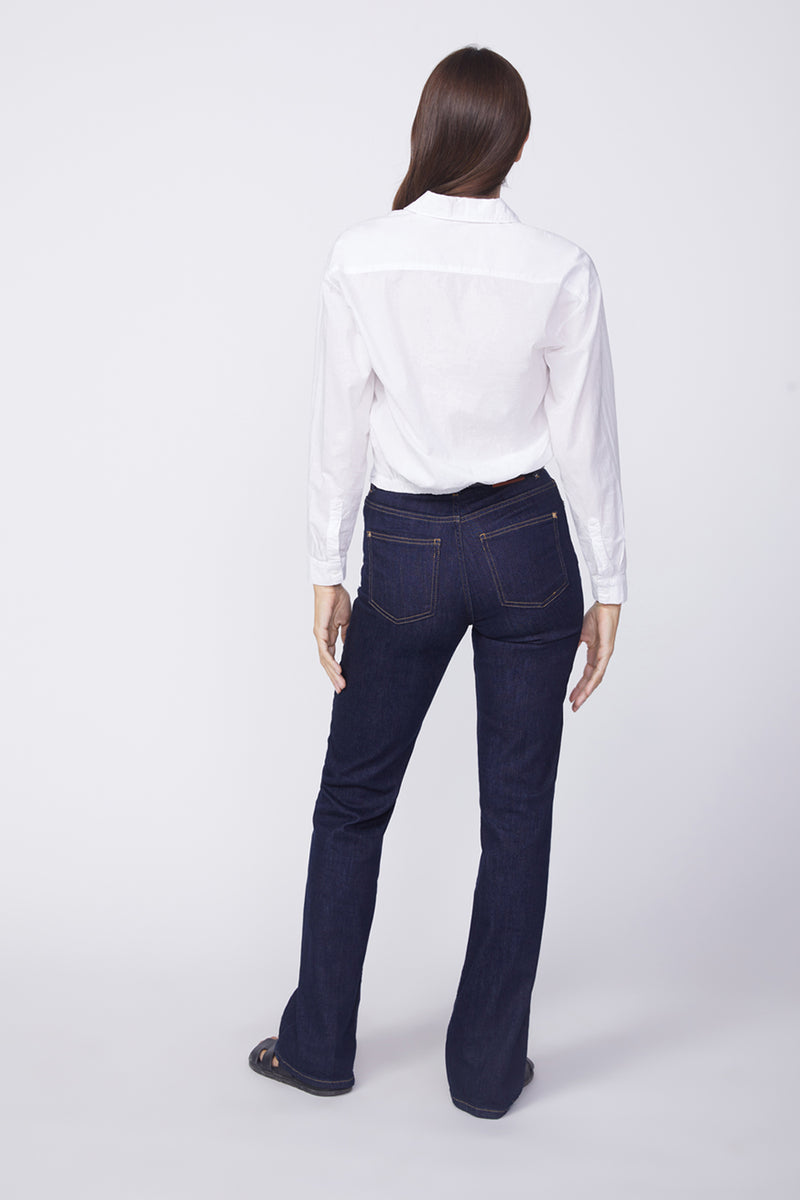 Stateside Voile Elastic Back Cropped Shirt in White