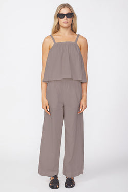 Voile Wide Leg Trouser in Twig-front full view 