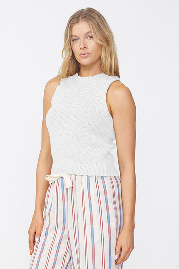 Stateside Cotton Linen Tank Sweater in White