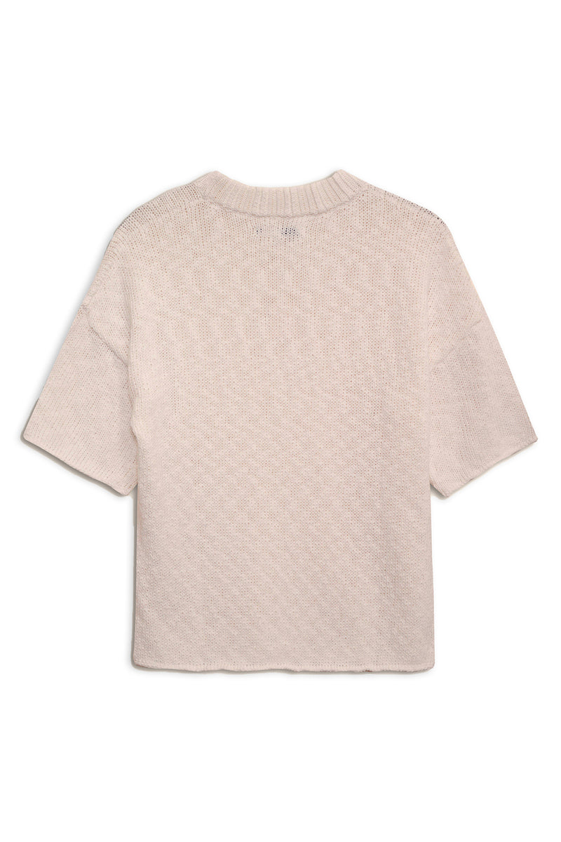 Stateside Cotton Linen Short Sleeve Sweater in Camel-back