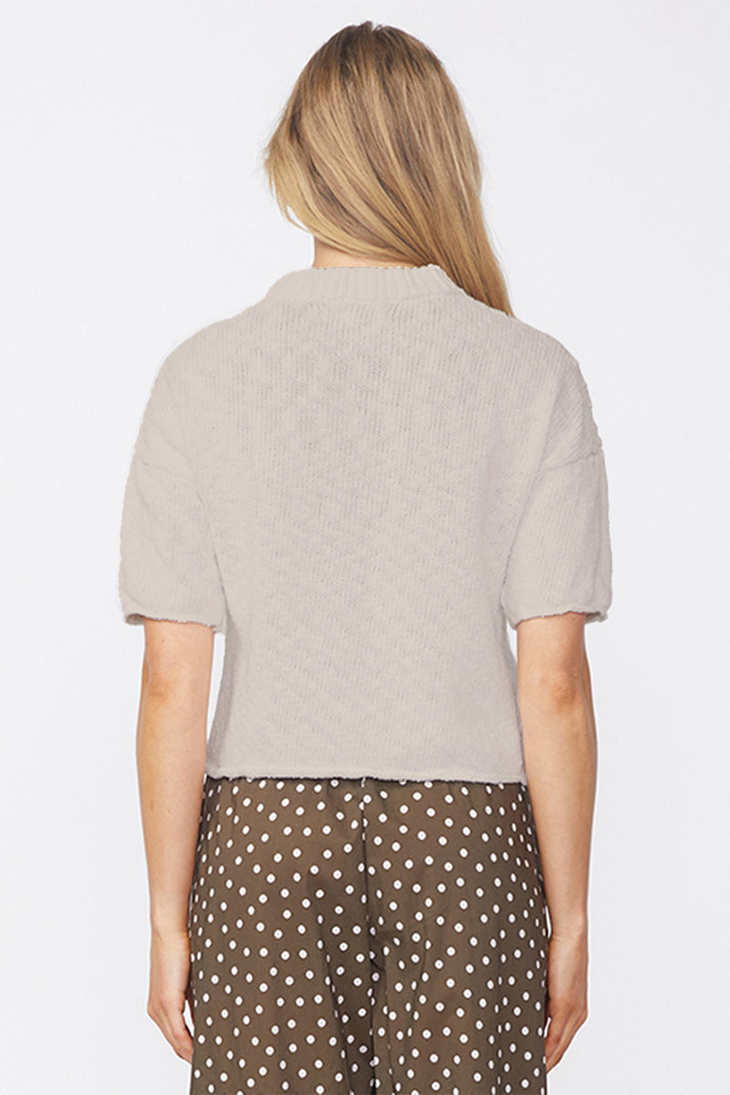 Stateside Cotton Linen Short Sleeve Sweater in Camel-back