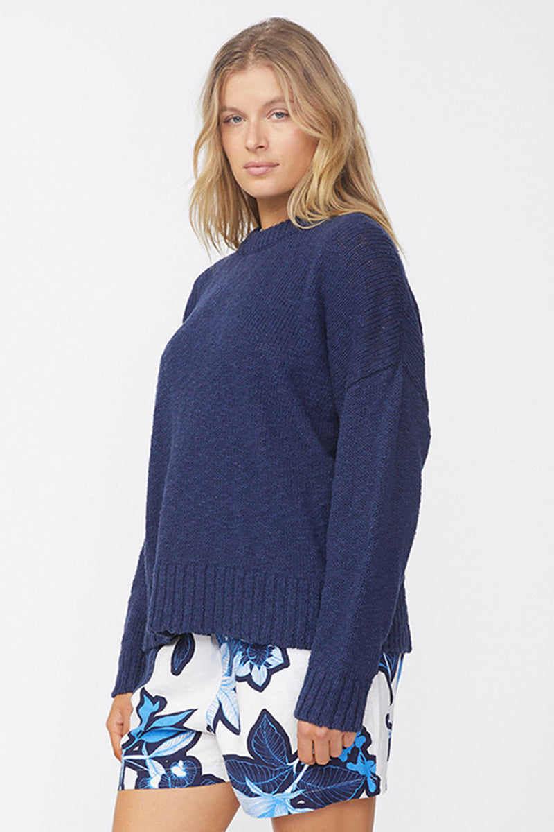 Stateside Stateside Cotton Linen Pullover Sweater in New Navy