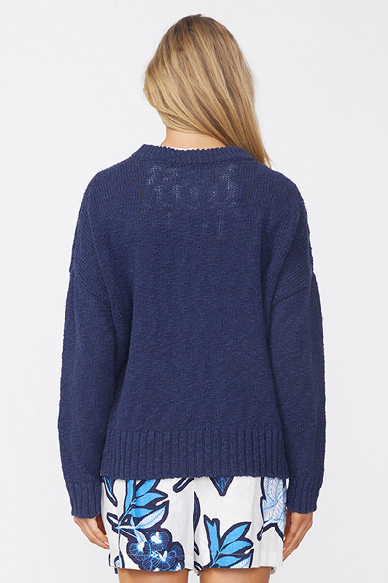 Stateside Stateside Cotton Linen Pullover Sweater in New Navy