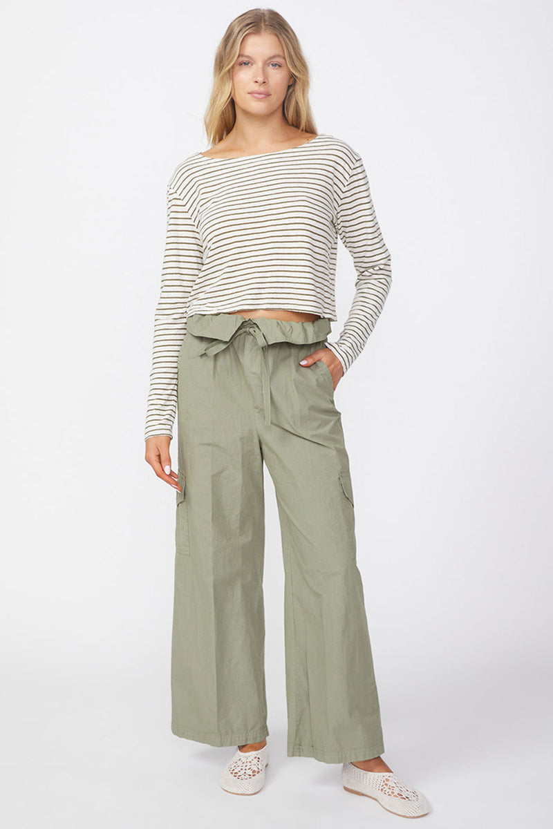 Stateside Fine Poplin Foldover Cargo Pant in Fern-full view front