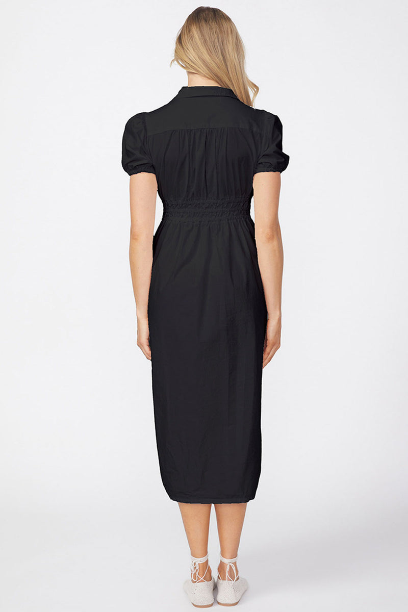 Stateside Fine Poplin Twist Front Maxi Dress in Black