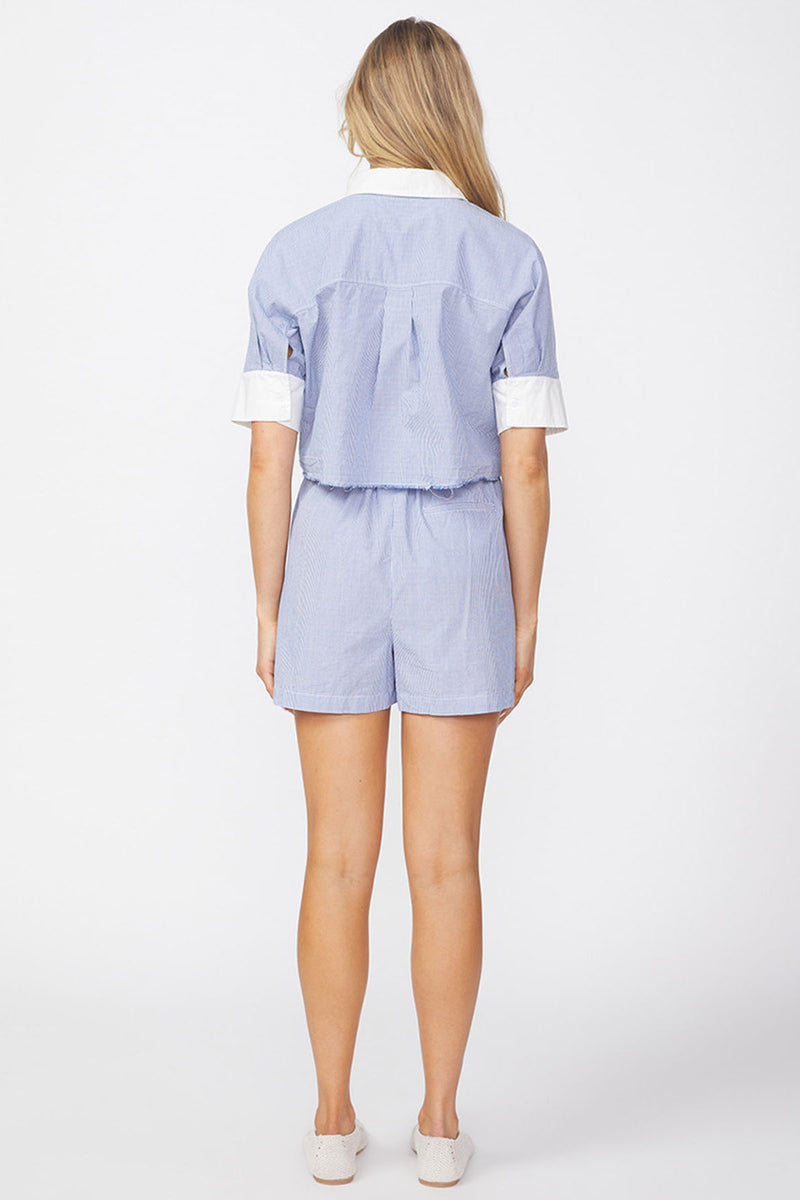 Stateside Pinstripe Paperbag Short in Sport Blue-full view back 