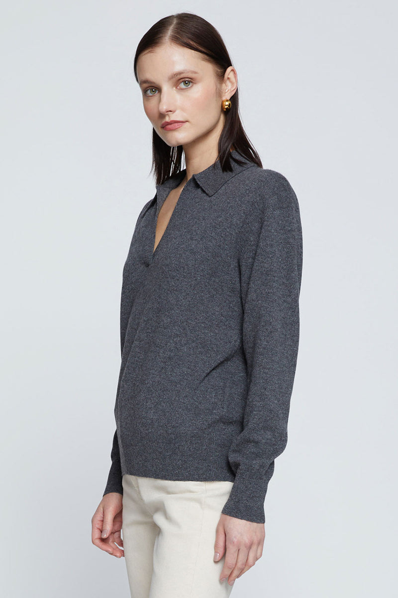 Stateside Johnny Collar Sweater in Charcoal