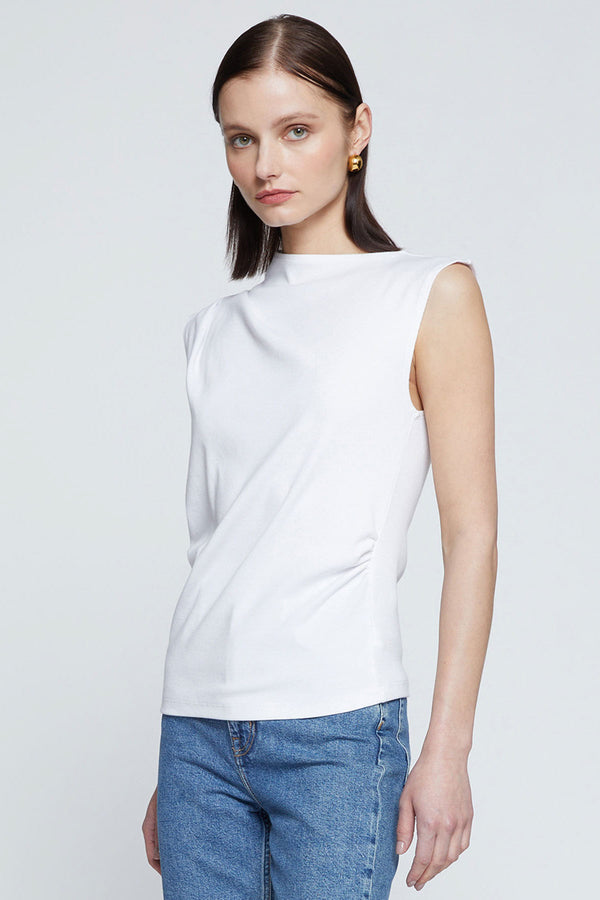 Stateside Luxe 2x1 Rib Asymmetric Tank-model tilted look