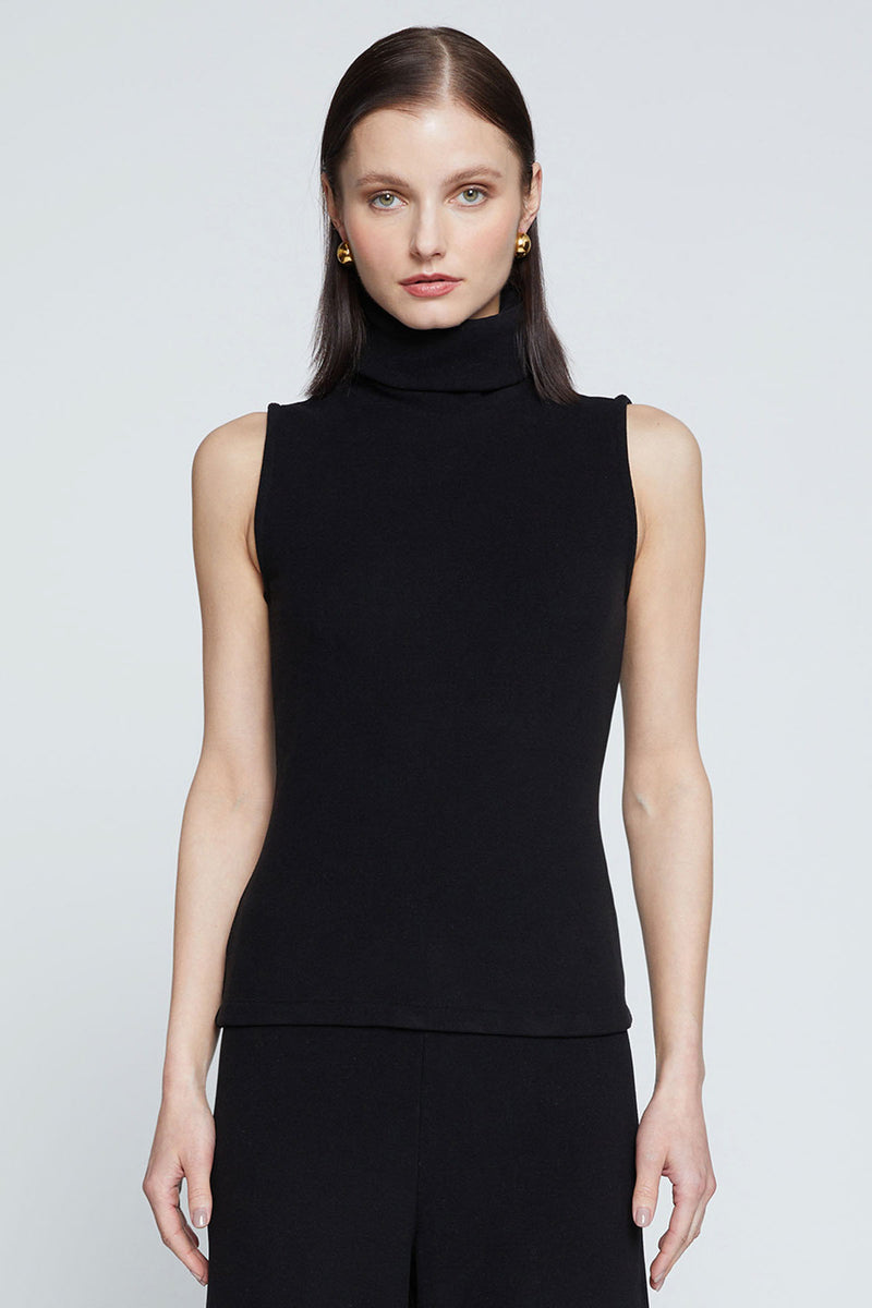 Stateside Honeyluxe Flat Back Rib Sleeveless Turtleneck-3/4 front