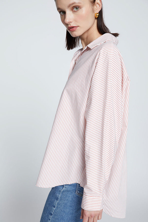 Stateside Elliott Poplin Stripe Dolman Shirt-side view 