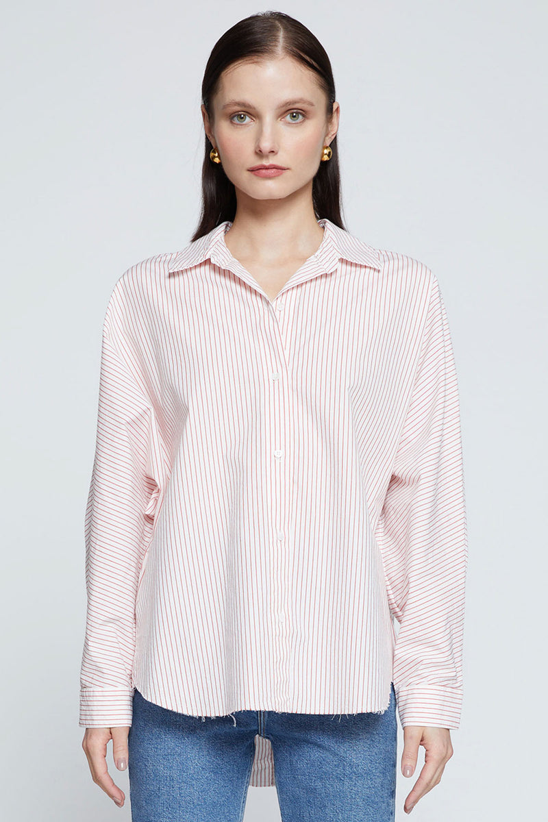 Stateside Elliott Poplin Stripe Dolman Shirt-3/4 front