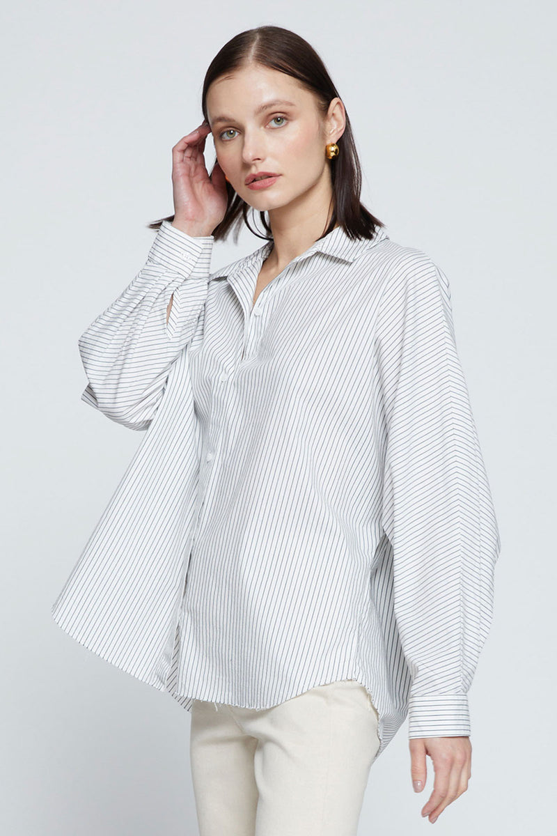 Stateside Elliott Poplin Stripe Dolman Shirt