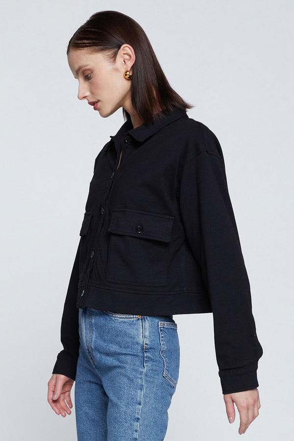 Stateside Ponte Cropped Jacket in Black-side 