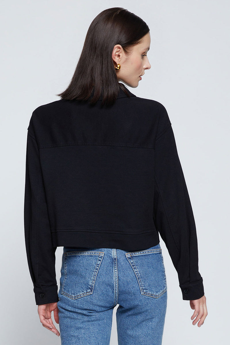 Stateside Ponte Cropped Jacket in Black-back view