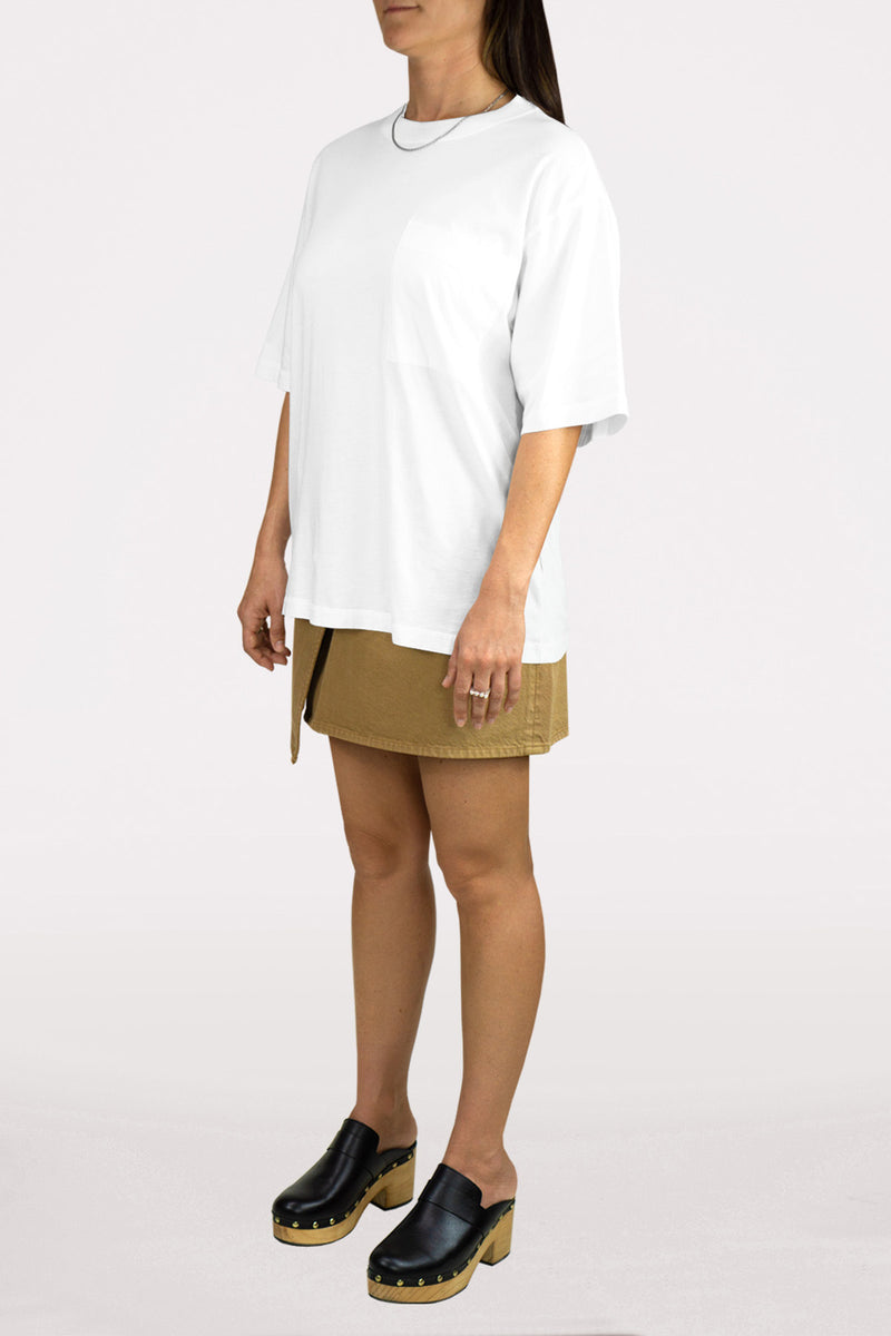 DSTLD Women's Relaxed Tee in White-full view side