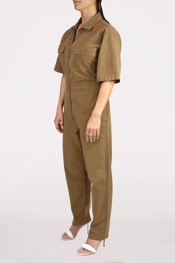 DSTLD Women's Utility Jumpsuit in Ermine-full view side