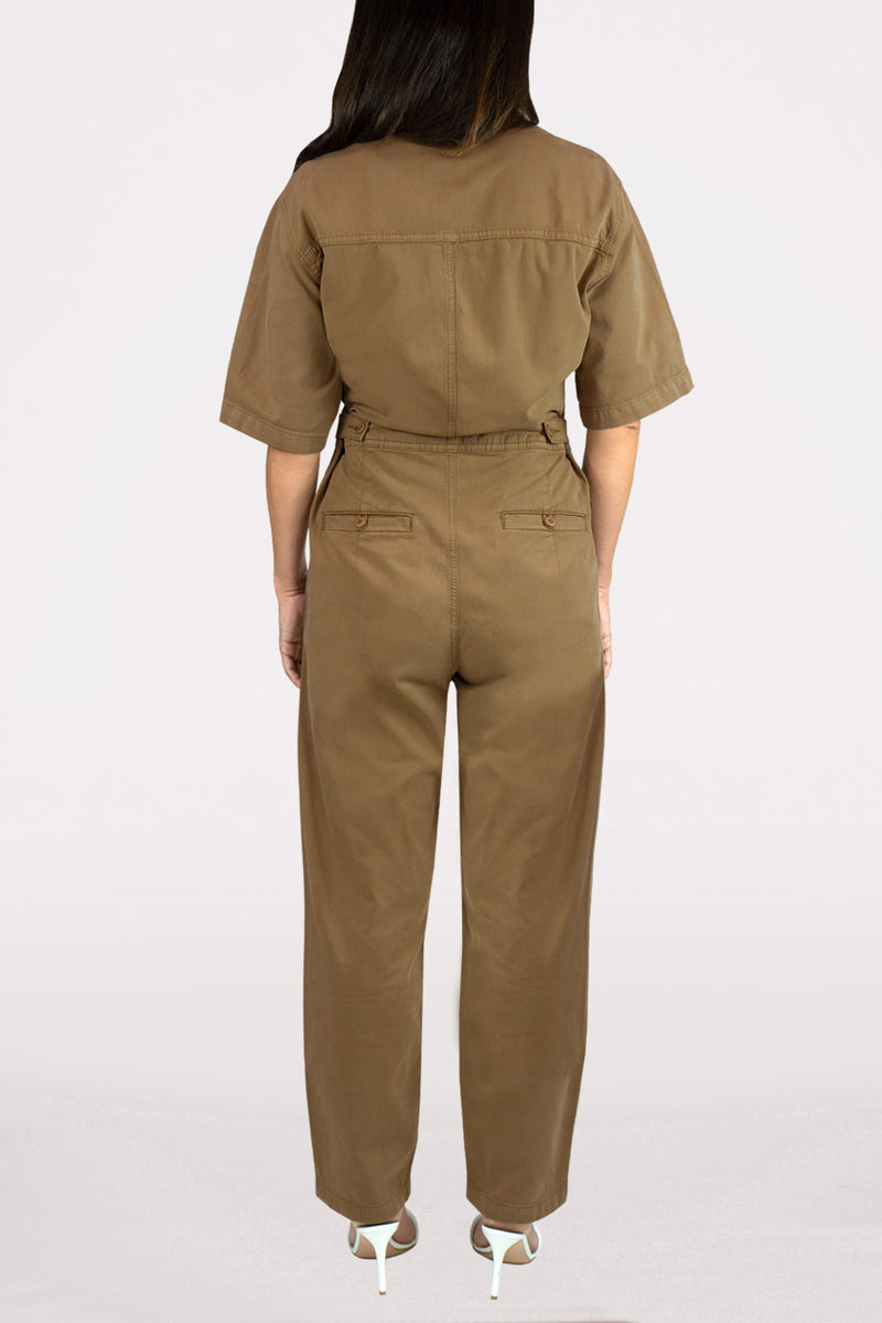 DSTLD Women's Utility Jumpsuit in Ermine-full view back