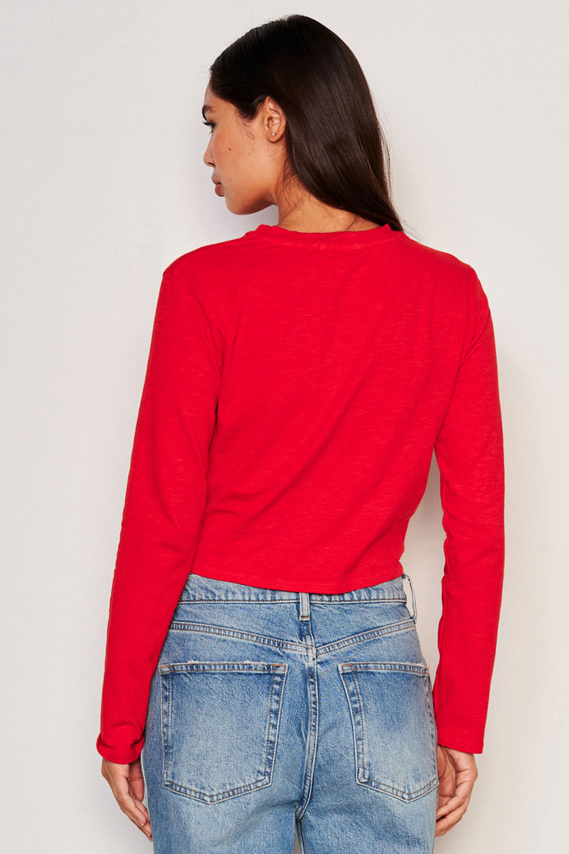  Sundry Long Sleeve Twist Tee in Flare Red-back view