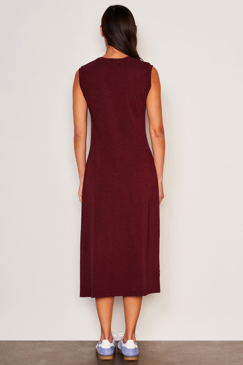 Sundry Midi Twist Sleeveless Dress in Red Rock-back view