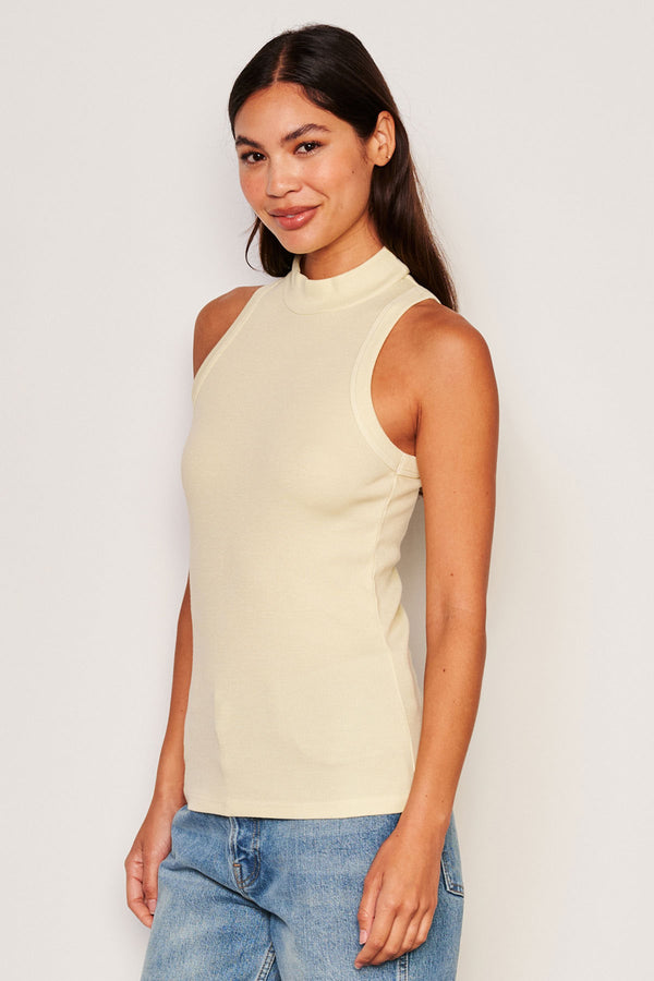 Sundry Mock Neck Tank in Yellow Fade Info-side view