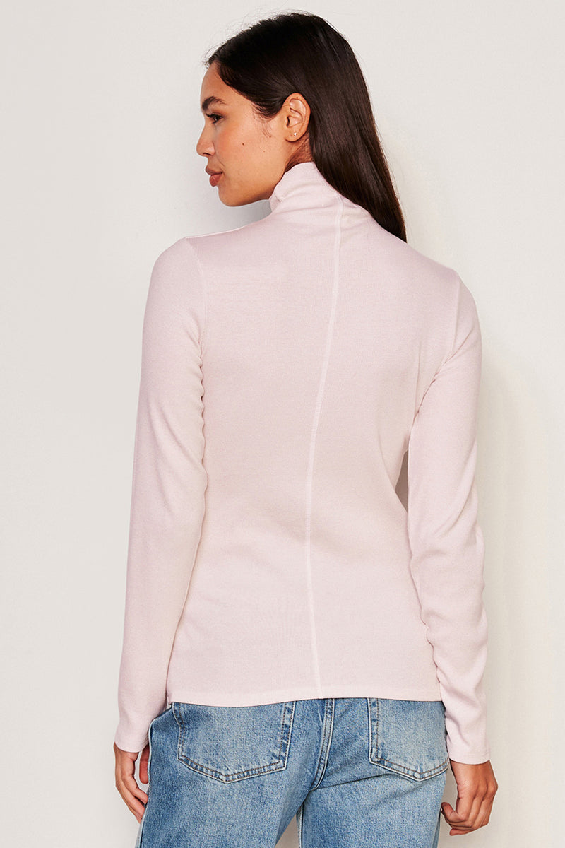 Sundry Long Sleeve Mock Neck Top in Flush Pink-back view