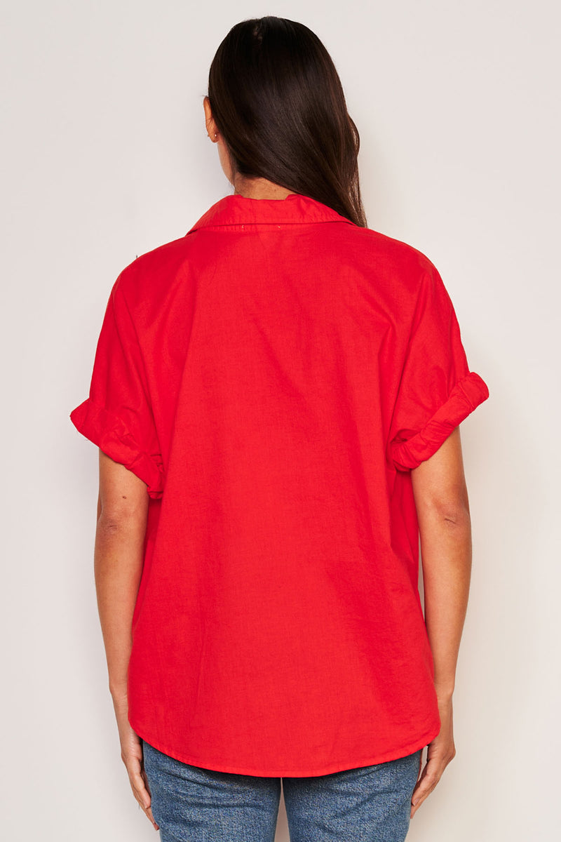 Sundry Roll Short Sleeve Shirt in Flare Red-back view