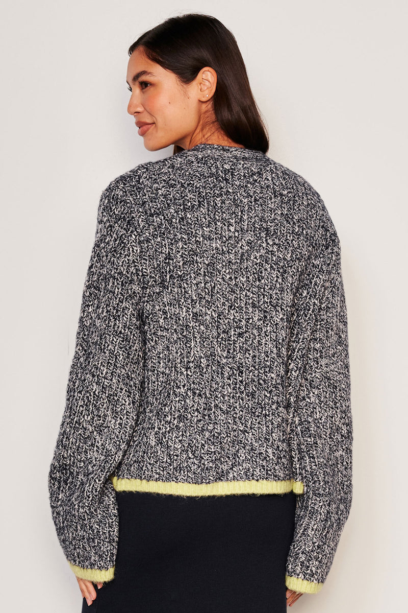 Sundry Cardigan Sweater in Deep Navy-back view