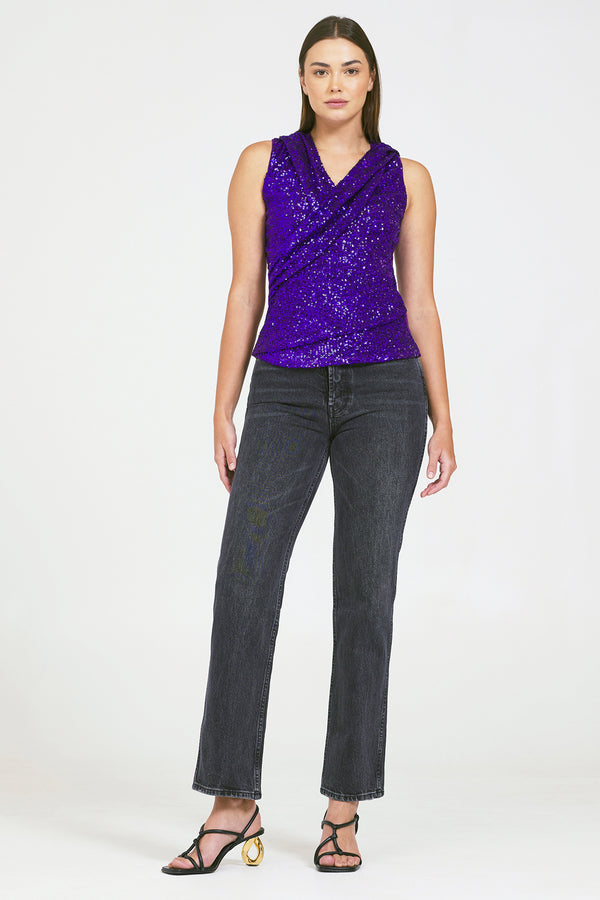 Bailey 44 Regina Sequin Top in Magenta-front