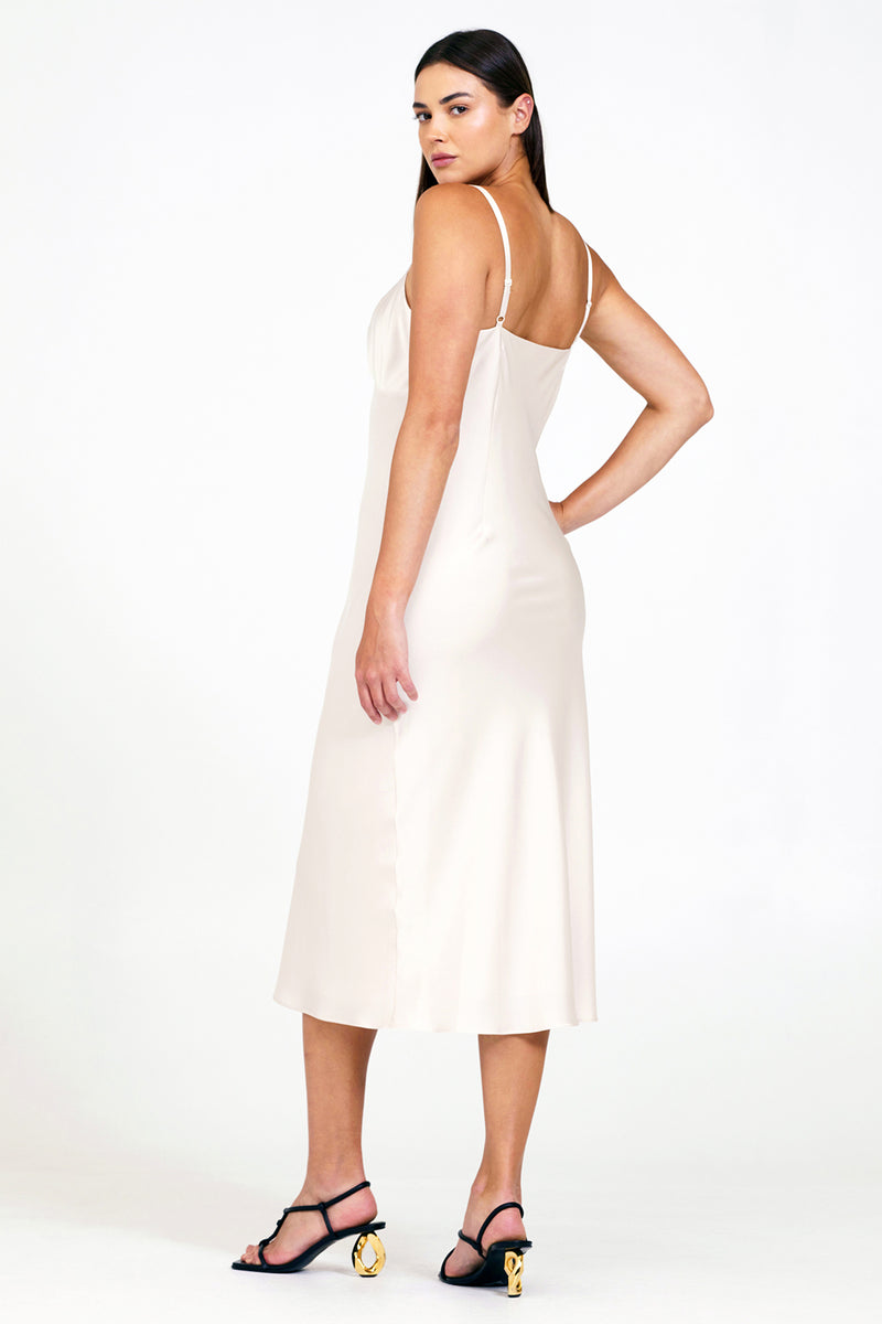 Bailey 44 Asher Satin Dress in Ivory-back side