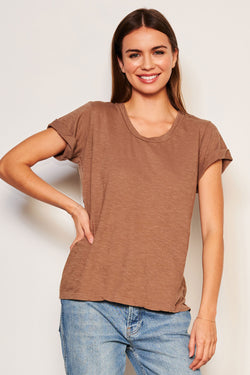 Sundry Rolled Sleeve Tee in Taupe