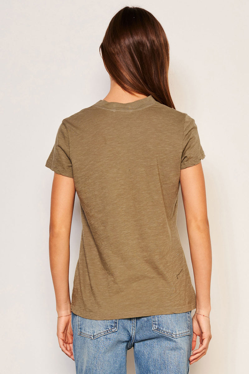 Sundry Deep V-Neck Tee in Fern