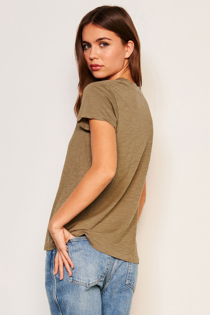 Sundry Deep V-Neck Tee in Fern