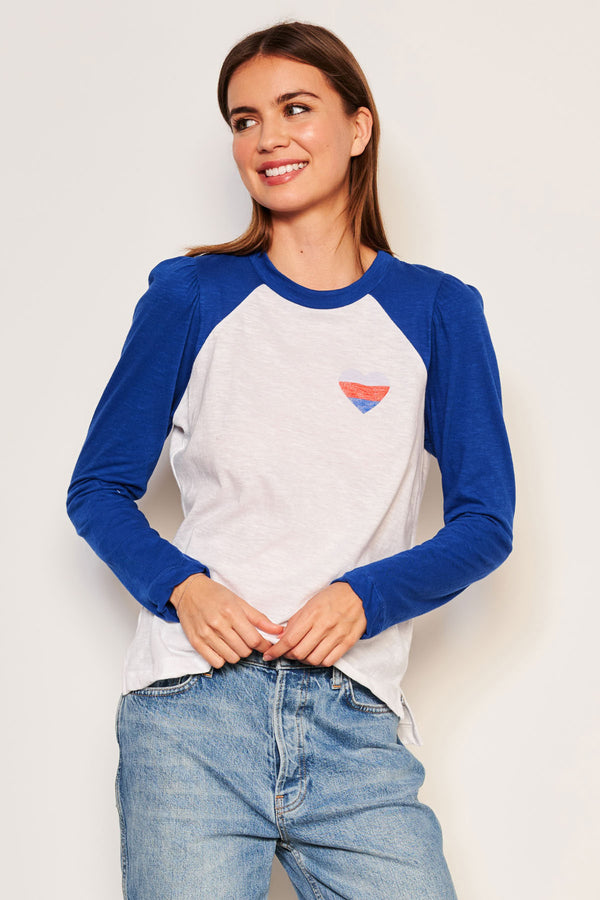 Sundry Heart Long Sleeve Contrast Sleeve Tee in Symphony