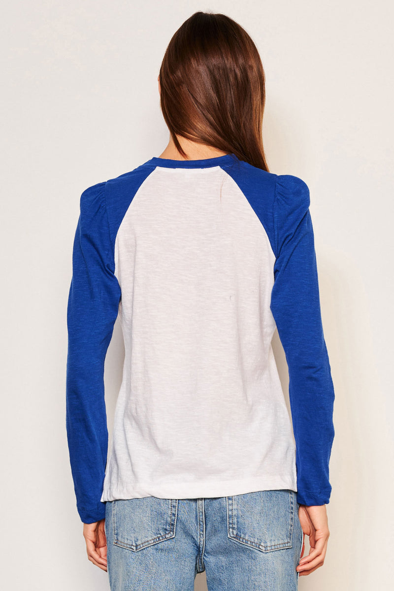 Sundry Heart Long Sleeve Contrast Sleeve Tee in Symphony