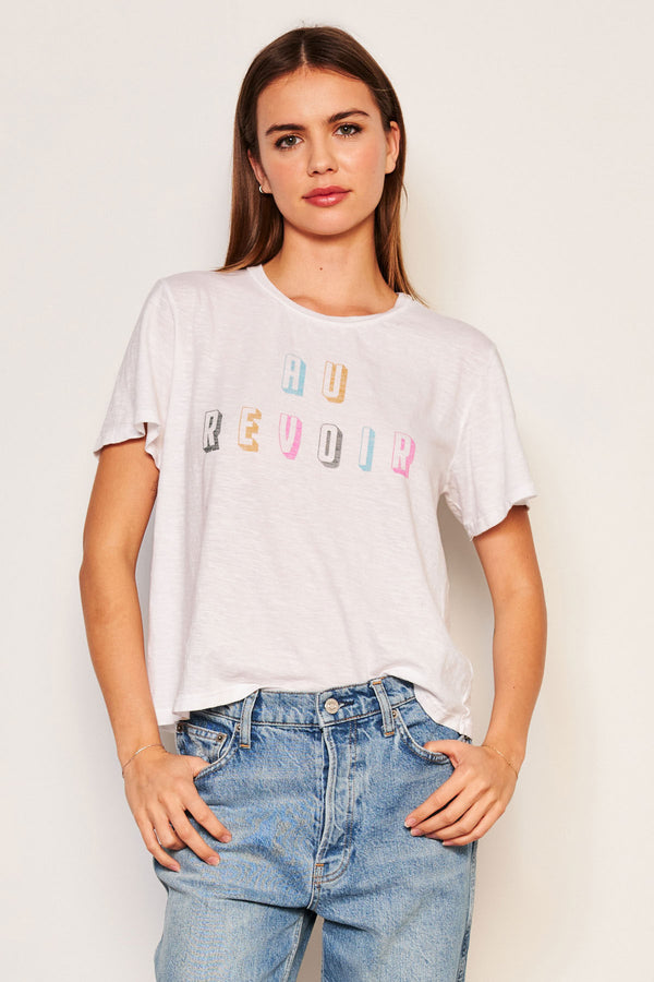 Sundry Au Revoir Crew Neck Tee in Optic White