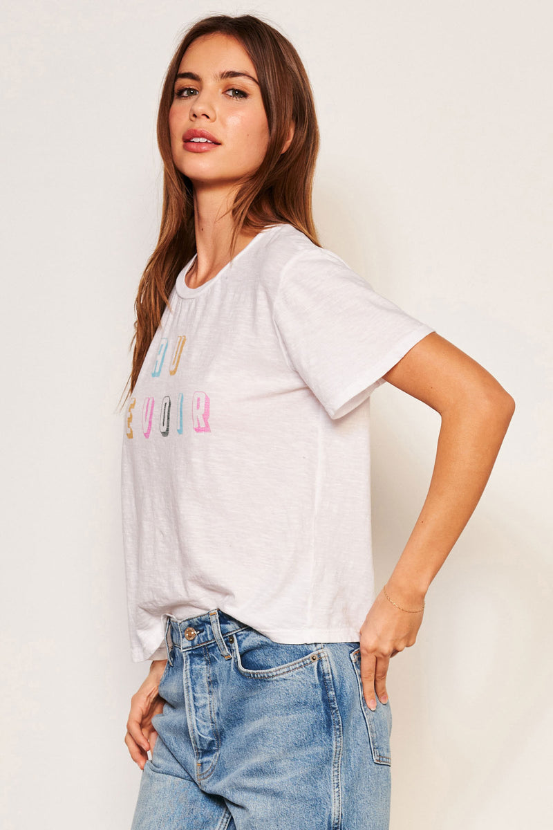 Sundry Au Revoir Crew Neck Tee in Optic White