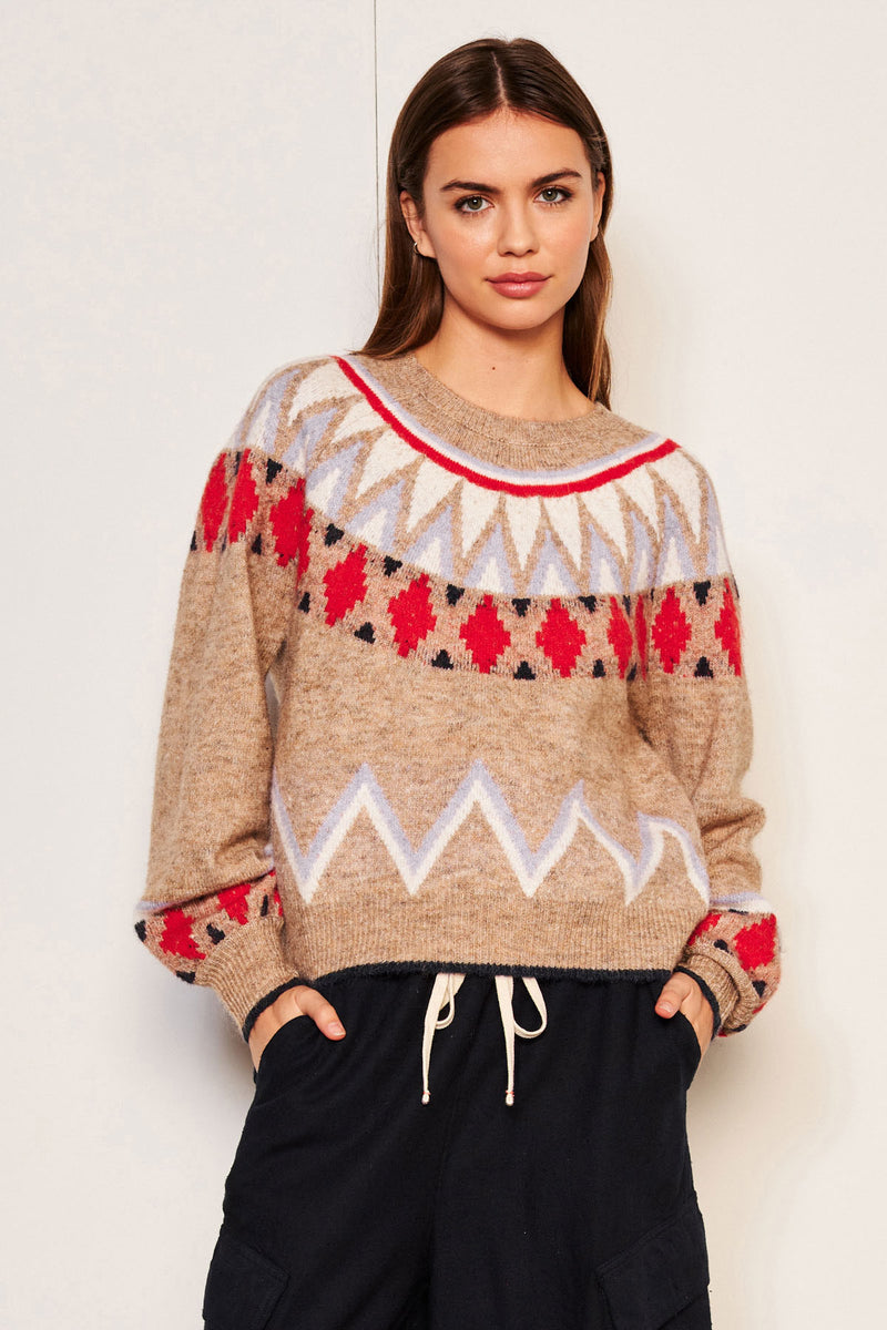 Sundry Fairisle Sweater in Taupe