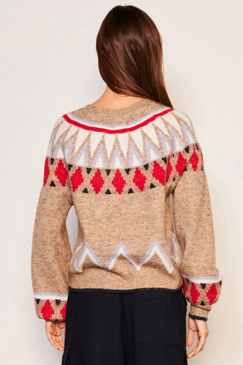 Sundry Fairisle Sweater in Taupe