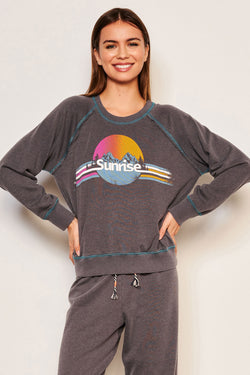 Sundry Sunrise Raglan Sweatshirt in Washed Black