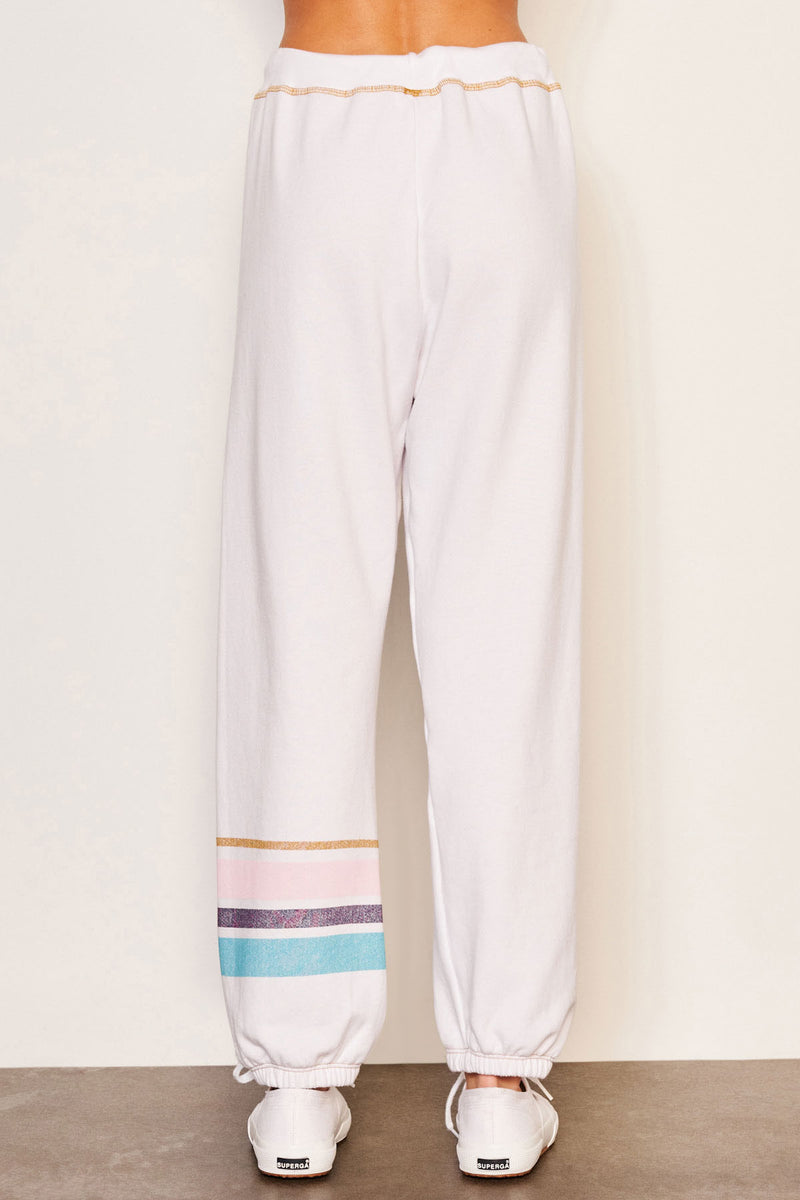 Sundry Jogger Stripe in Optic White