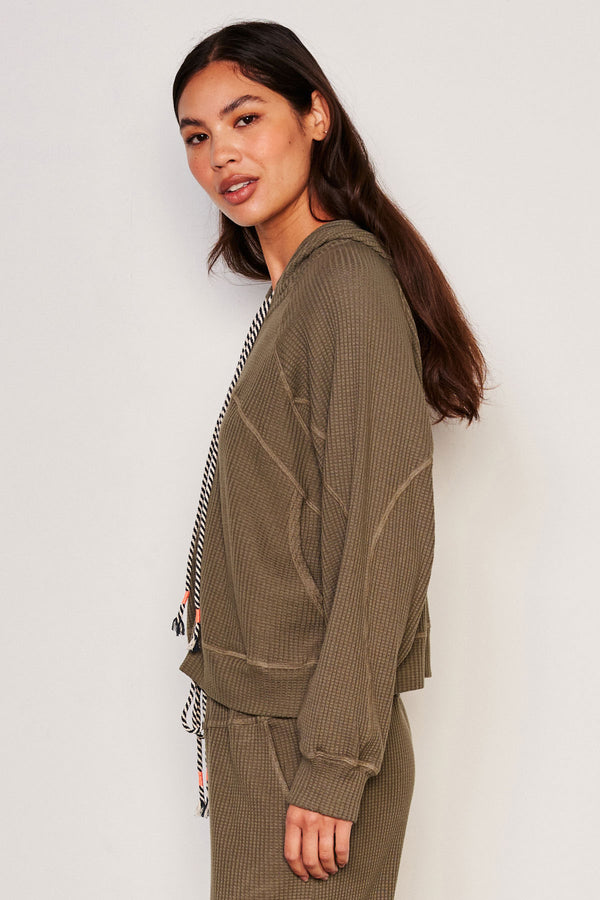 Sundry Seamed Zip Hoodie in Fern