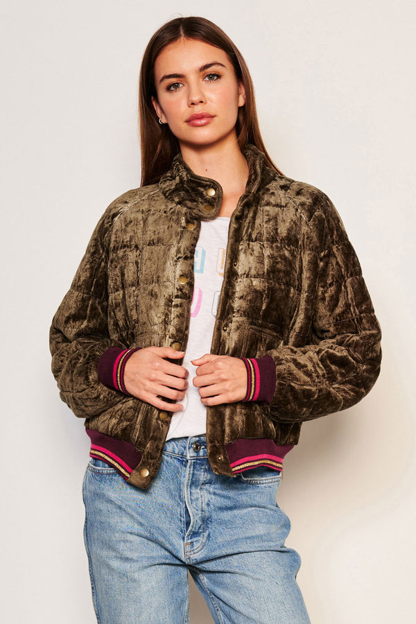 Sundry Quilted Bomber in Fern