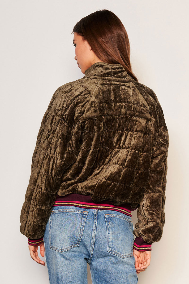 Sundry Quilted Bomber in Fern