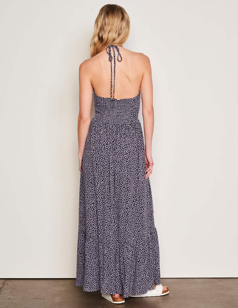 Sundry Clover Sun Dress in Dark Lavender-back view