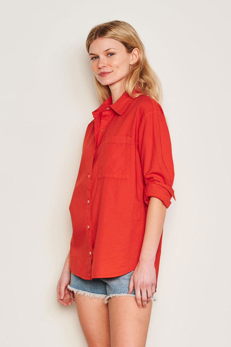 Sundry Classic Shirt in Burnt Red-side view